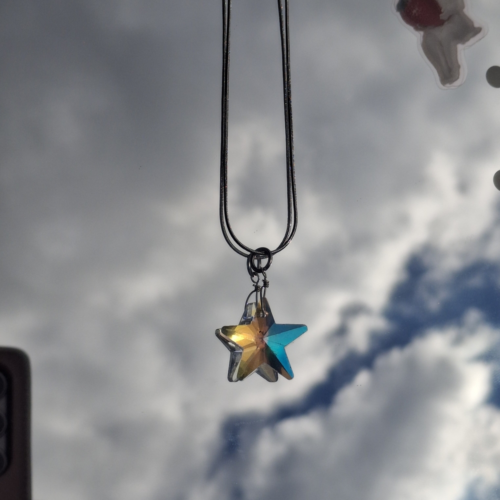 Crystal Star Pendant Necklace in Blue and Gold